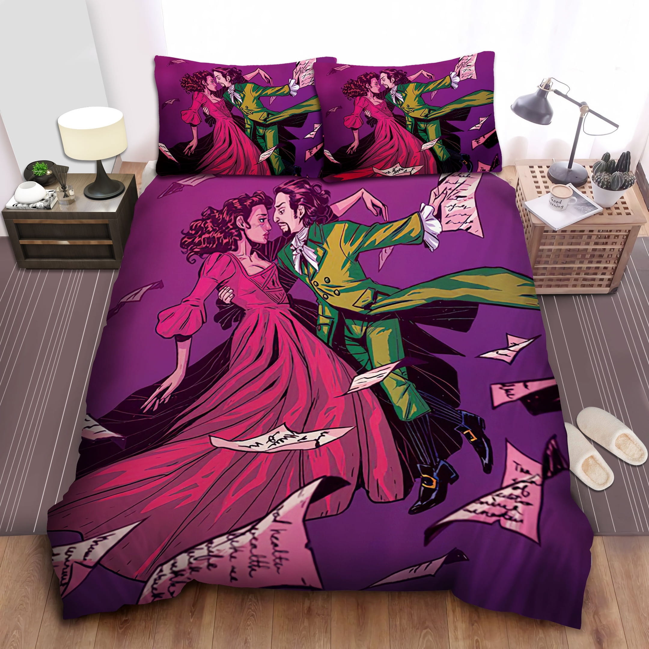 Hamilton Painting Dancing Bedding Sets, Flatsheet Gift For Wife, Husband, Besties