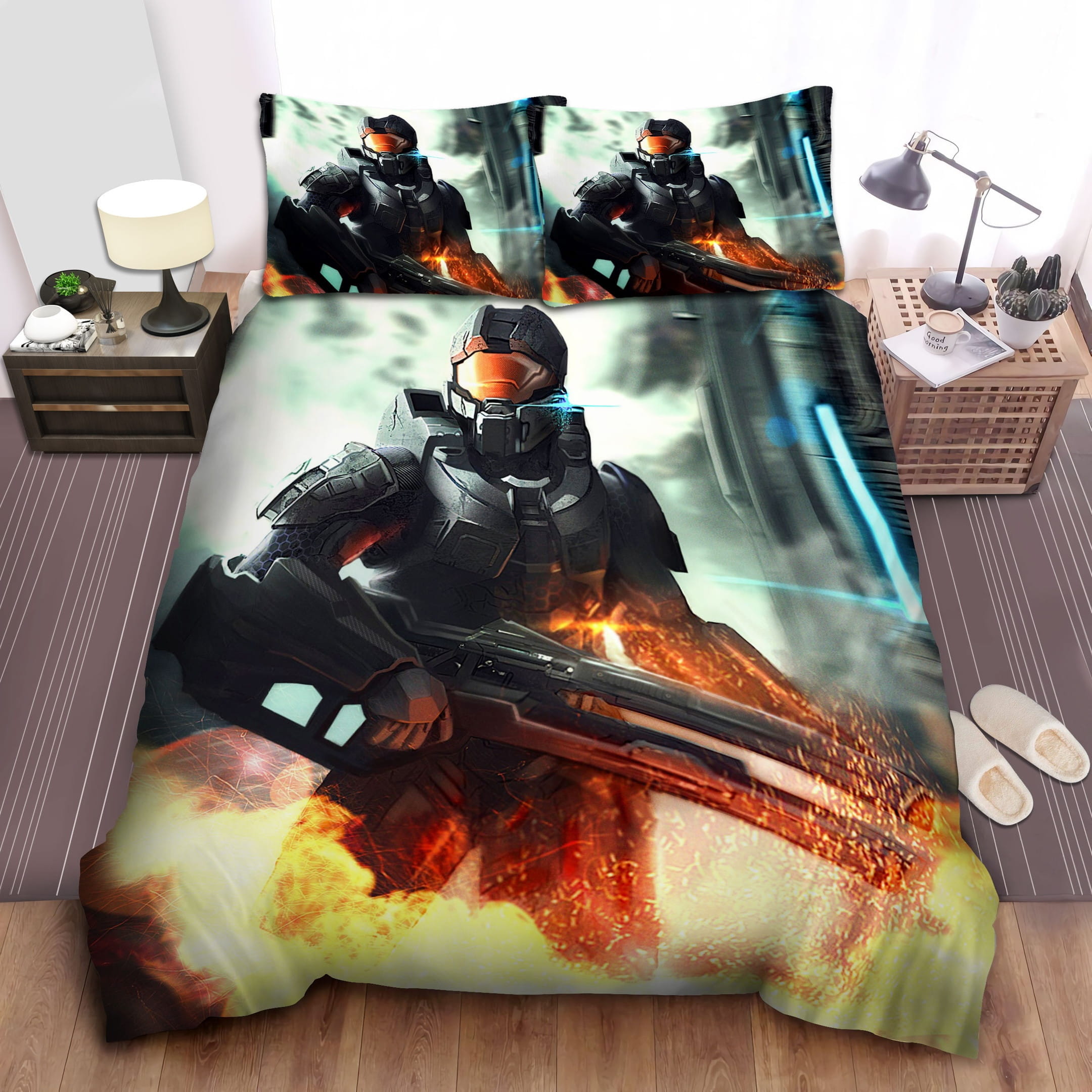Halo Flaming Guardian Bedding Set, Gift For Christmas, Birthday, Thanksgiving