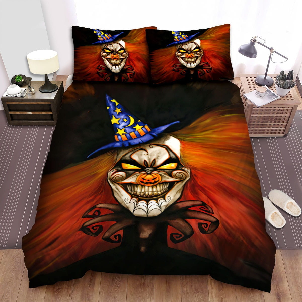 Happy Halloween Clown Bedding Sets Duvet Cover, Flatsheet, Pillowcase For Your Lover