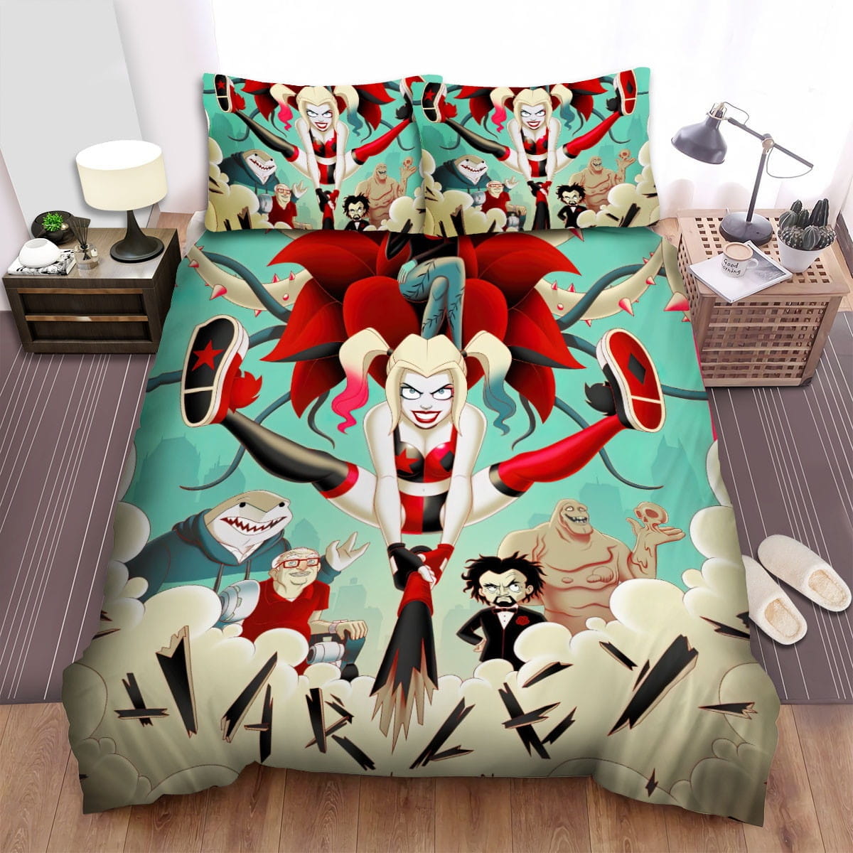 Harley Quinn Villain Team Bedding Sets Duvet Cover, Flatsheet, Pillowcases Perfect Gift For Fans