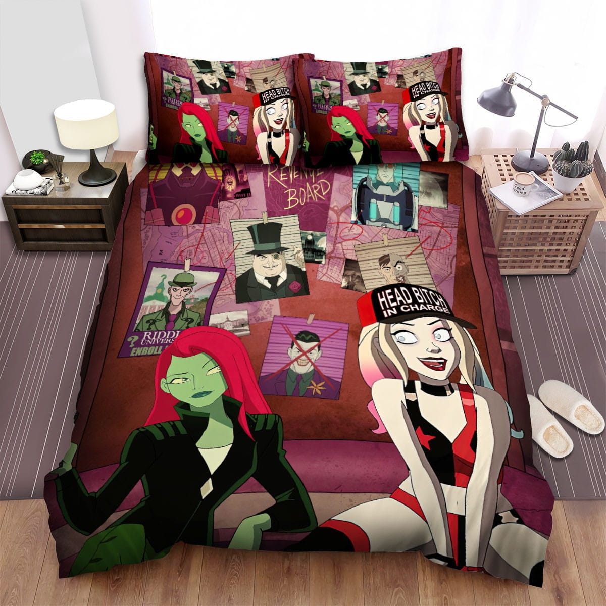 Harley Quinn Poison Ivy Bedding Sets, Flatsheet Gift For Christmas, Thanksgiving, Halloween