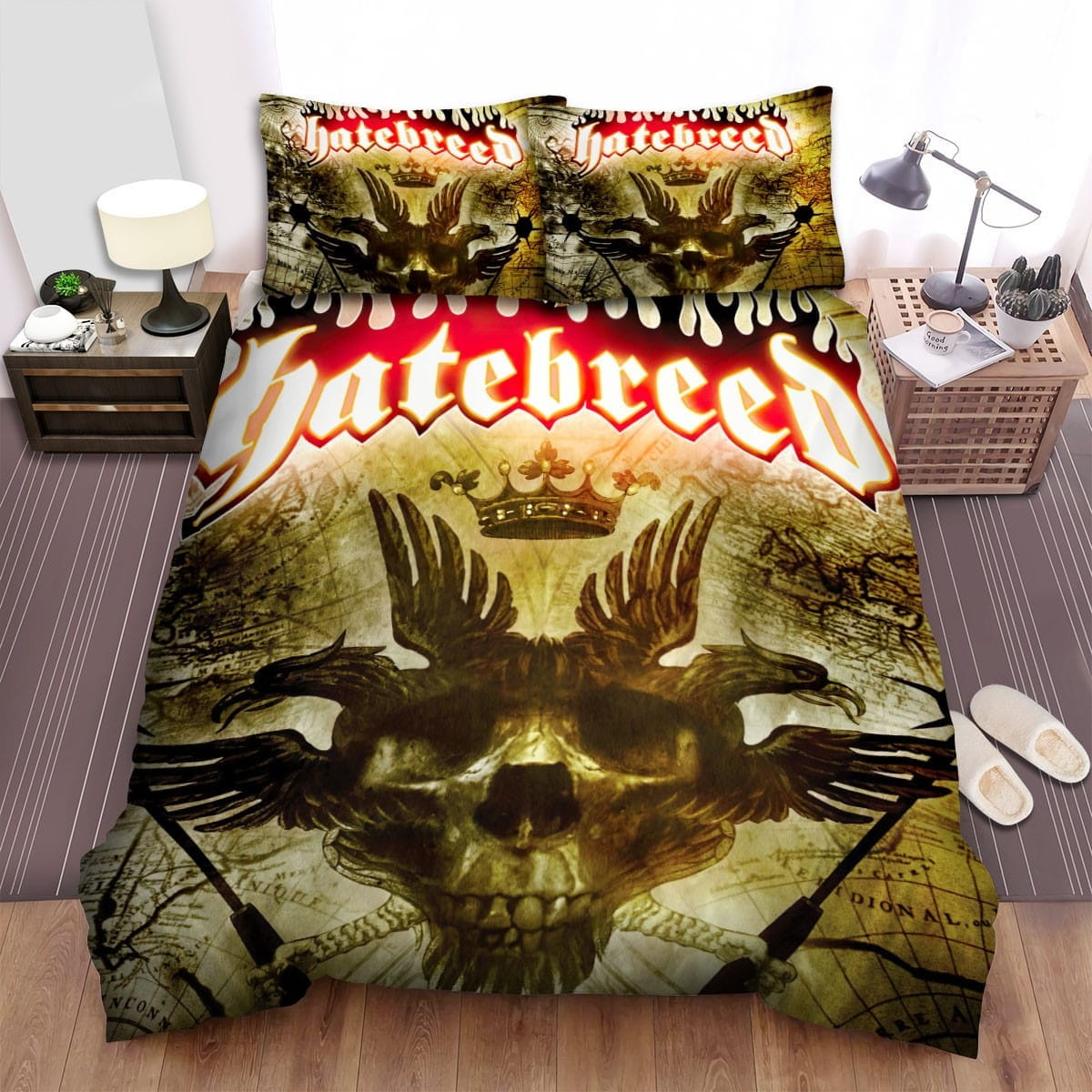 Hatebreed Band Skull Crown Bedding Sets, Flatsheet Gift For Christmas, Thanksgiving, Halloween