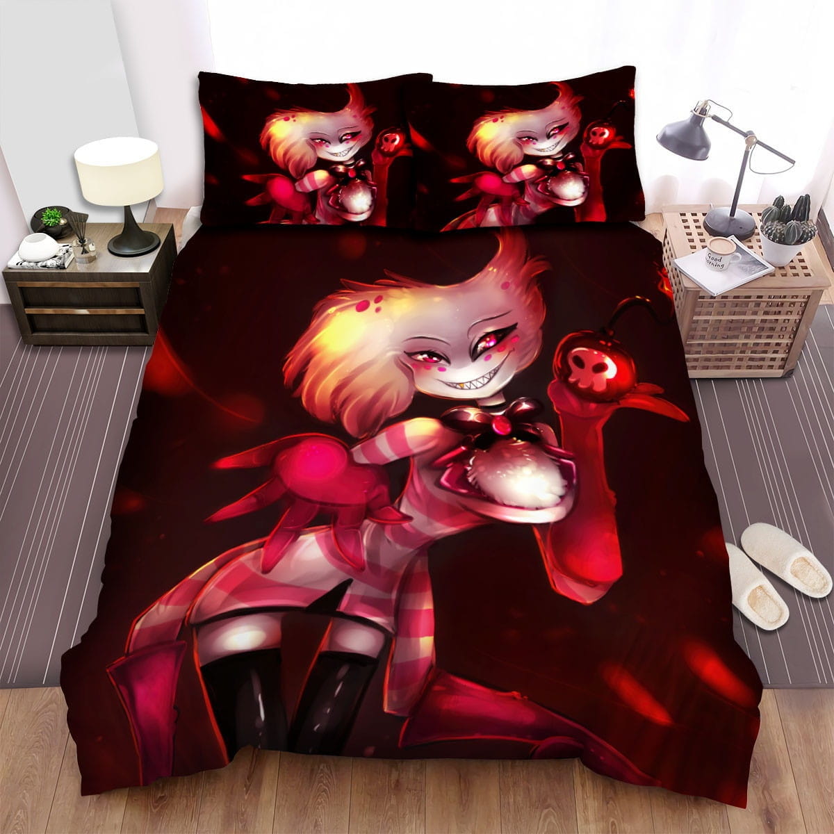 Hazbin Hotel Angel Dust Decorative Bedding Sets with Duvet Cover, Flatsheet, Pillowcases