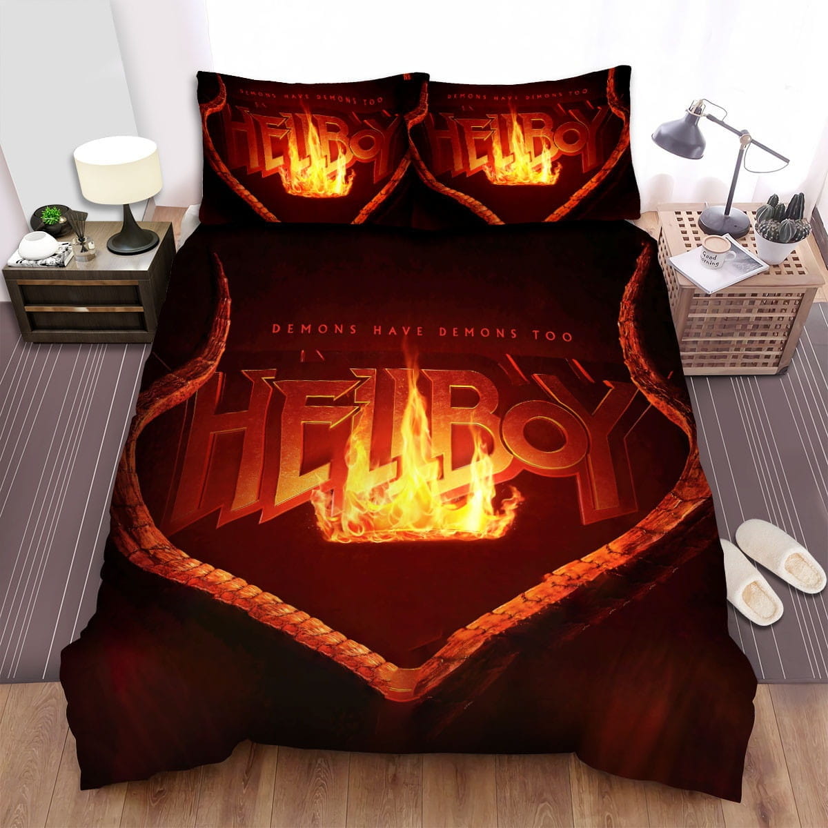 Hellboy Logo Bedding Sets, Flatsheet Gift For Christmas, Thanksgiving, Halloween