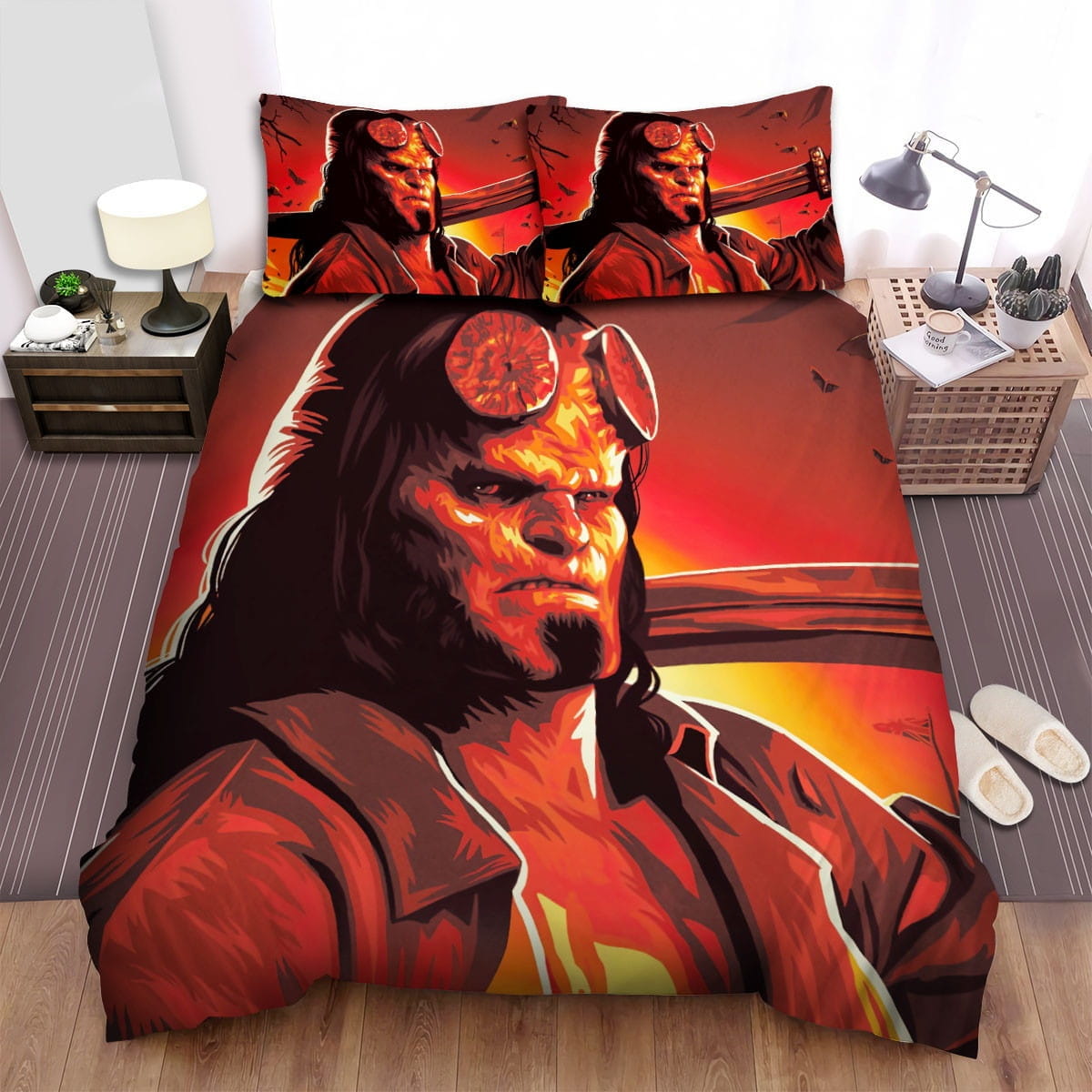 Hellboy Main Character Art Bedding Sets, Flatsheet Gift For Christmas, Thanksgiving, Halloween