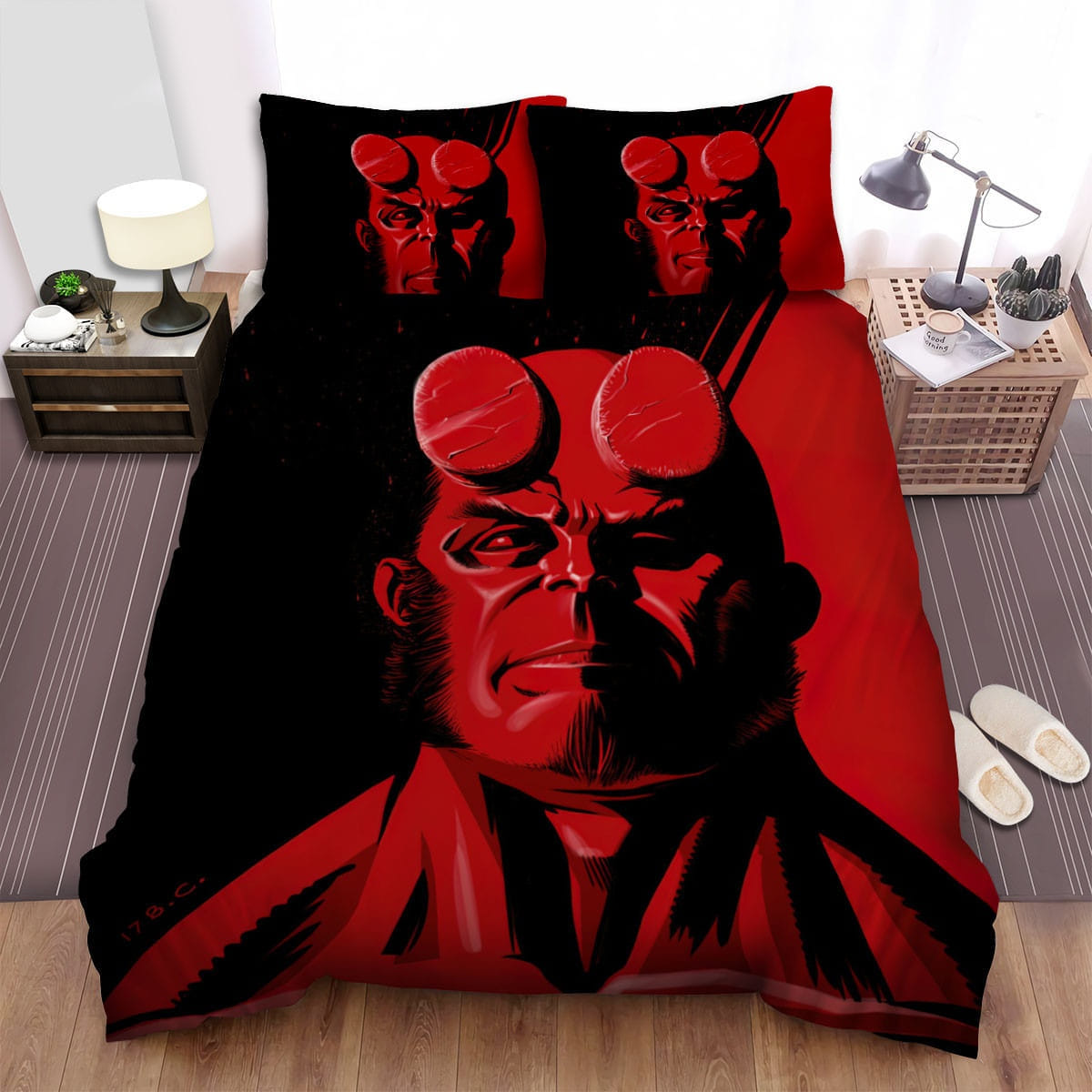 Hellboy Artistic Red Bedding Sets, Flatsheet Gift For Christmas, Thanksgiving, Halloween