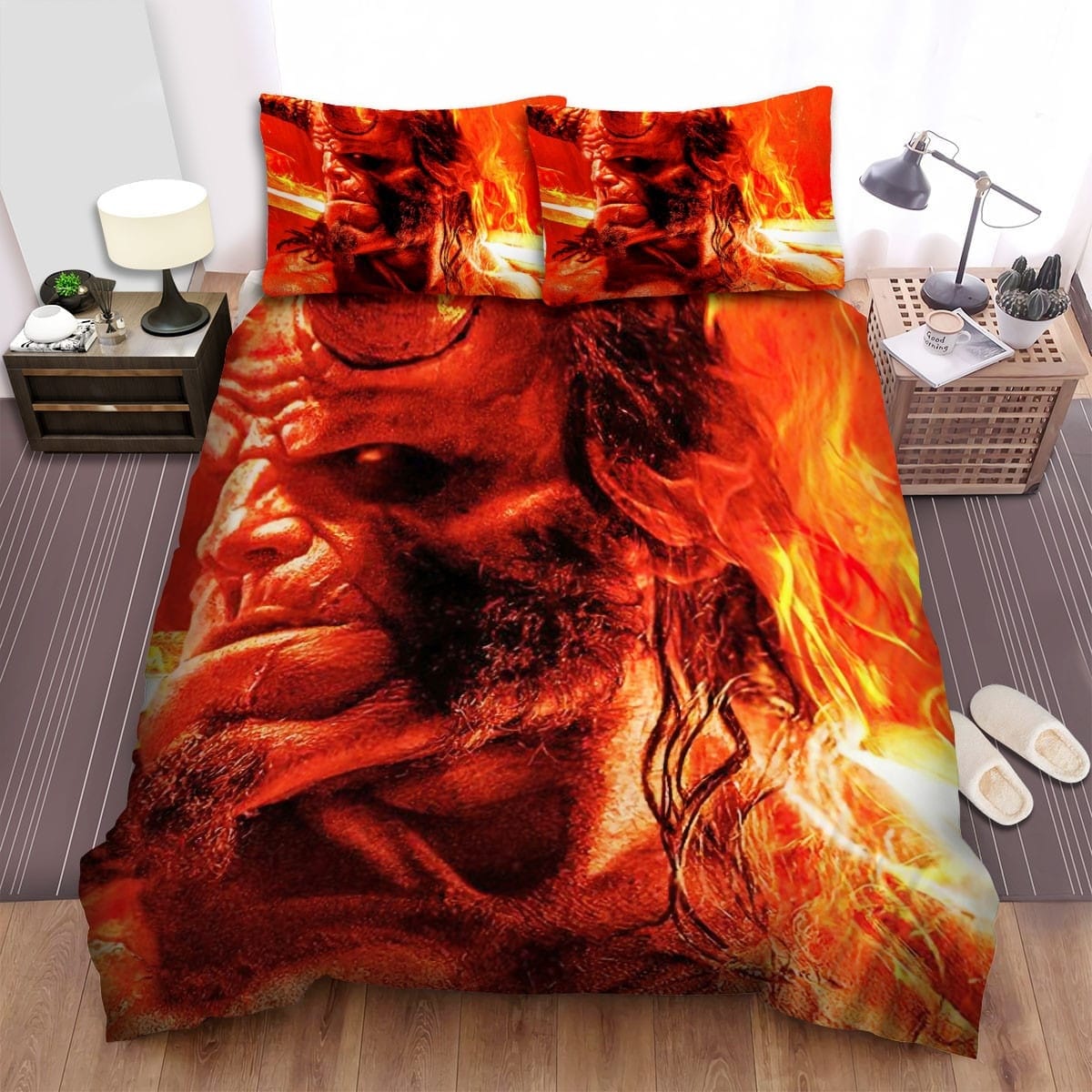 Hellboy Fire Face 2 Bedding Sets, Flatsheet Gift For Wife, Husband, Besties
