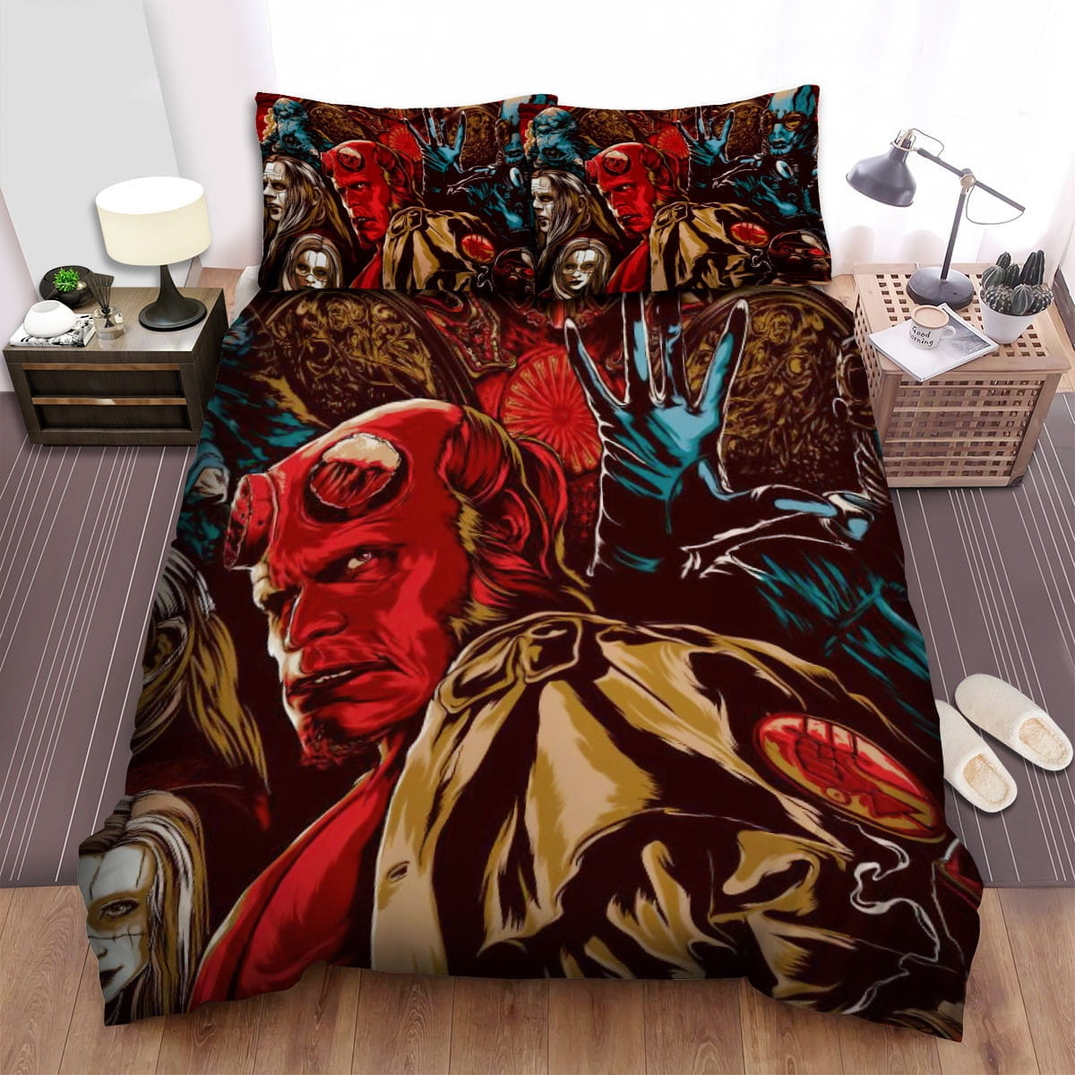 Hellboy Character Art Decorative Bedding Sets with Duvet Cover, Flatsheet, Pillowcases