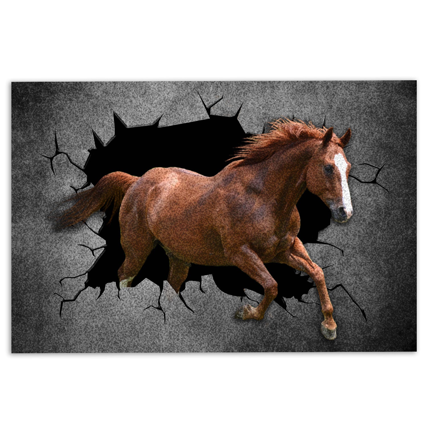Horse Rubber Doormat, Funny Horse Farm Animal Crack Pattern Welcome Doormat, Indoor Outdoor Door Mat, Home Decor