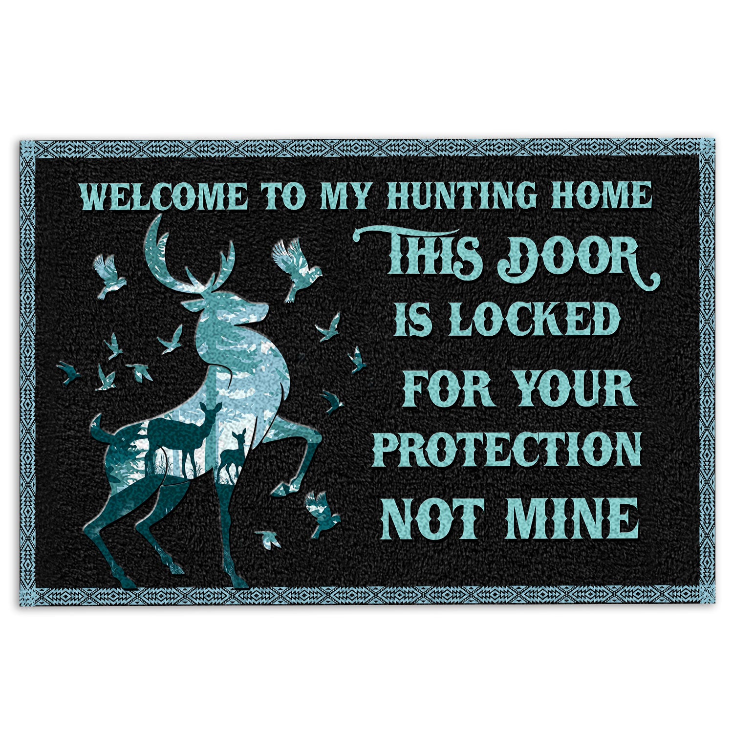 Hunting Rubber Doormat, Hunting Hunter Welcome To My Hunter Home Welcome Doormat, Indoor Outdoor Door Mat, Home Decor