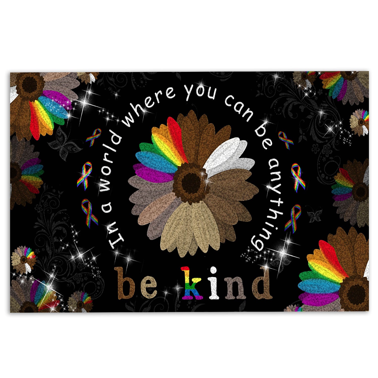 Lgbt Rubber Doormat, Lgbt Be Kind In The World Where You Can Be Anything Be Kind Welcome Doormat, Indoor Outdoor Door Mat, Home Decor