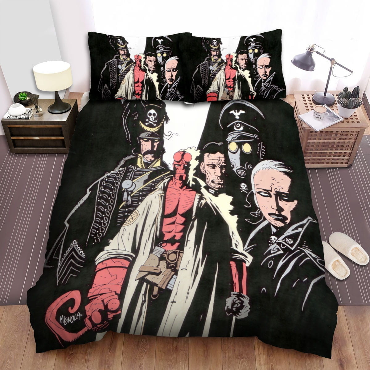 Hellboy Team Art Decorative Bedding Sets with Duvet Cover, Flatsheet, Pillowcases