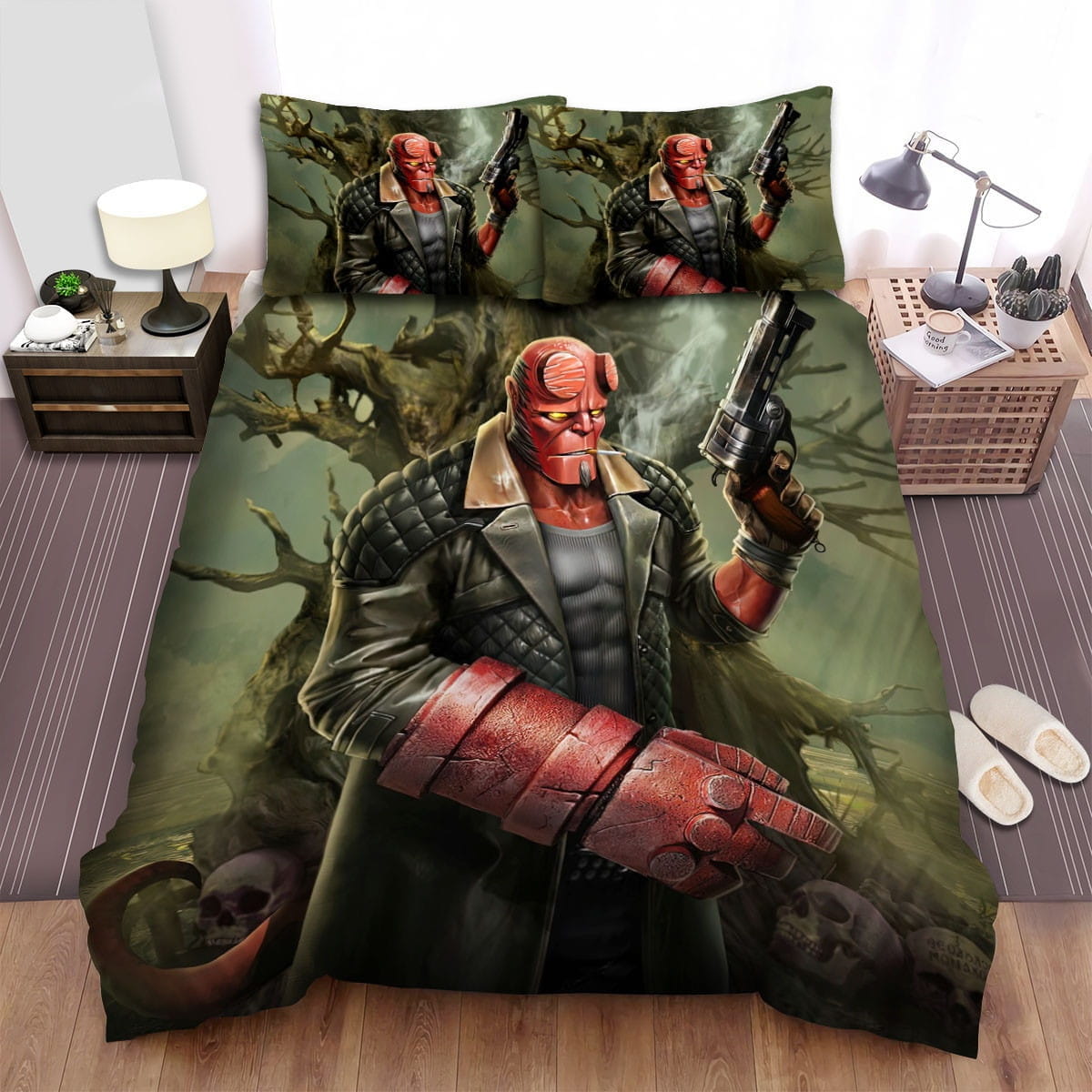 Hellboy Skull Bedding Sets Duvet Cover, Flatsheet, Pillowcase For Your Lover