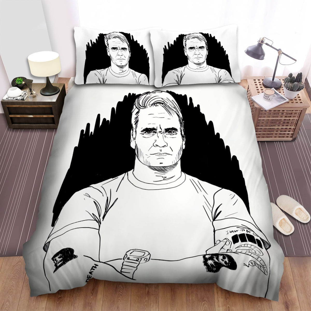 Henry Rollins Crossed Arm Bedding Sets, Flatsheet Gift For Wife, Husband, Besties