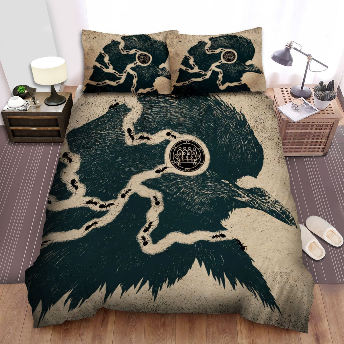 Hereditary Black Bird Bedding Sets, Flatsheet Gift For Christmas, Thanksgiving, Halloween