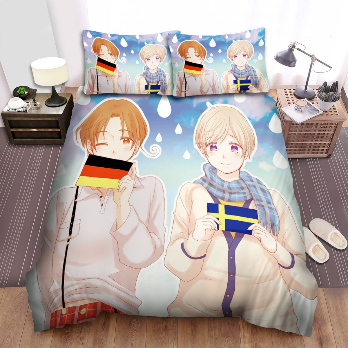 Hetalia Germany Sweden Bedding Sets, Flatsheet Gift For Christmas, Thanksgiving, Halloween