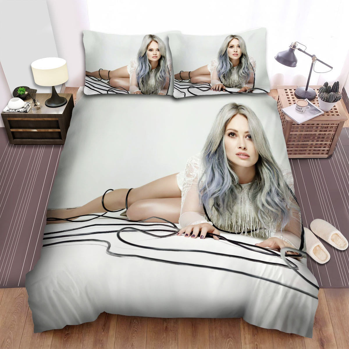 Hilary Duff Photoshoot Bedding Sets Duvet Cover, Flatsheet, Pillowcases Perfect Gift For Fans