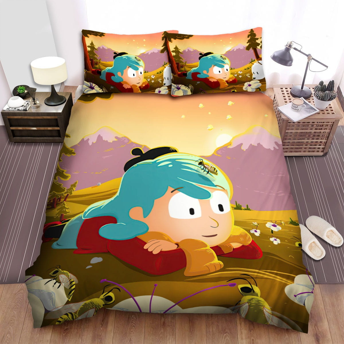 Hilda Lying With Bees Bedding Sets, Flatsheet Gift For Christmas, Thanksgiving, Halloween