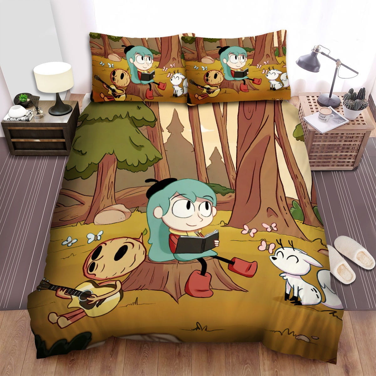 Hilda Sitting With Friends Bedding Sets, Flatsheet Gift For Christmas, Thanksgiving, Halloween