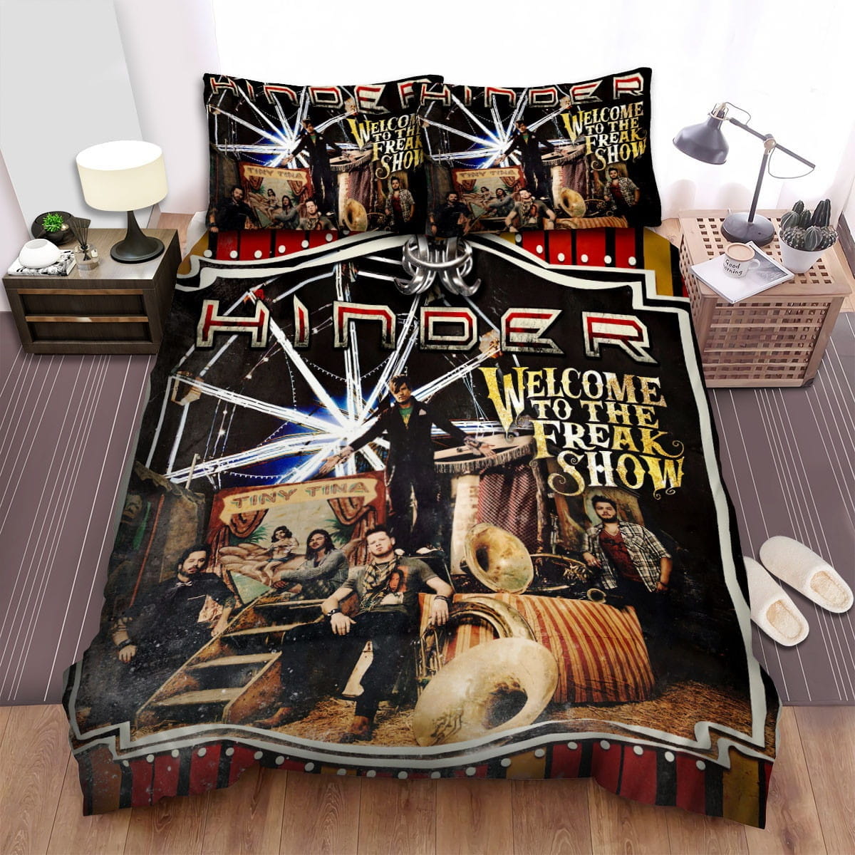 Hinder Album Cover Bedding Sets, Flatsheet Gift For Christmas, Thanksgiving, Halloween