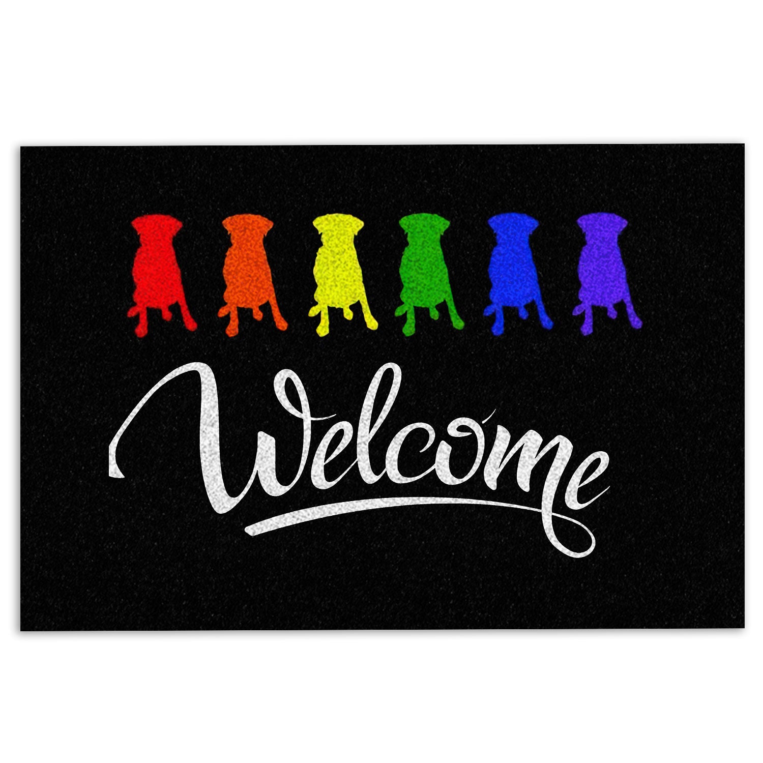 Lgbt Rubber Doormat, Lgbt Lgbtq All Are Welcome Here Dog Rainbow Pride Love Is Love Welcome Doormat, Indoor Outdoor Door Mat, Home Decor