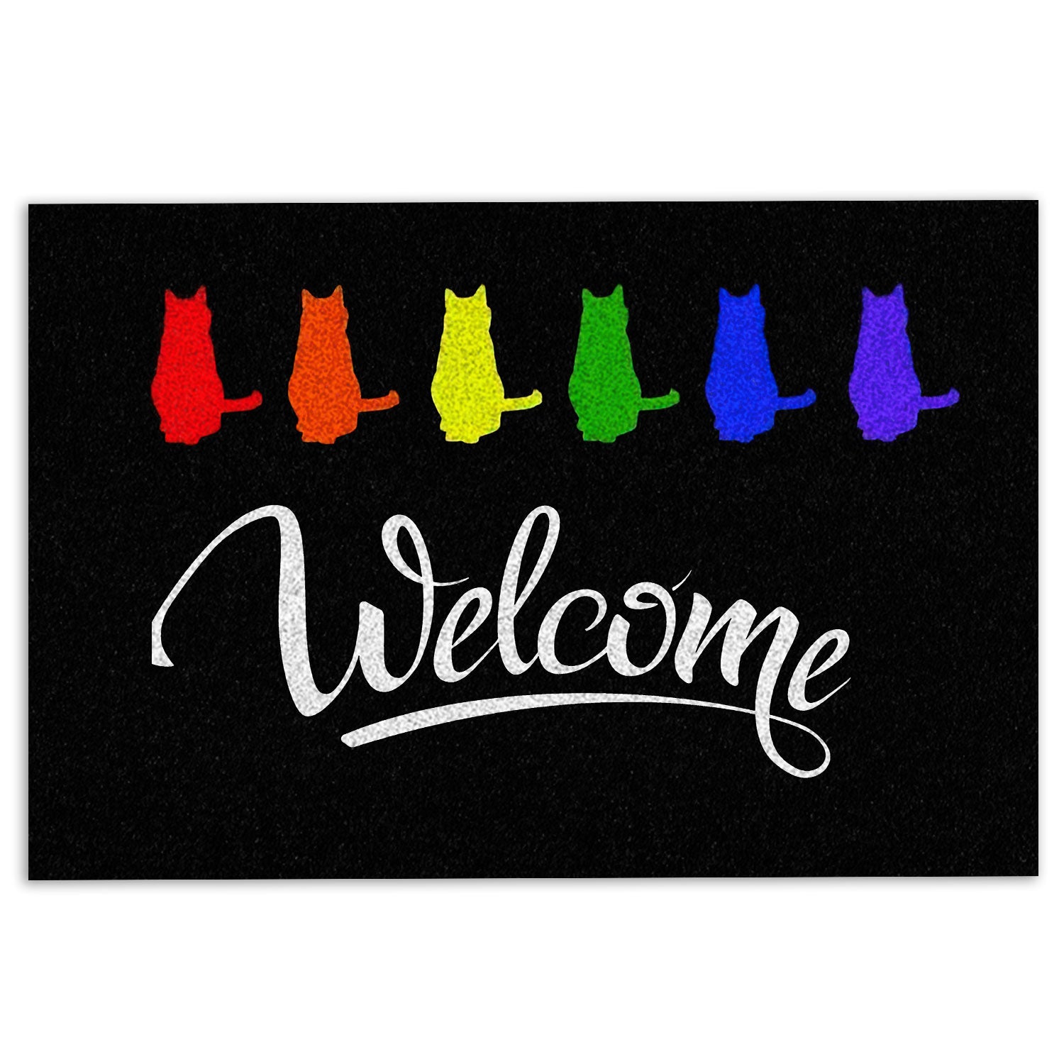Lgbt Rubber Doormat, Lgbt Lgbtq All Are Welcome Here Cat Rainbow Pride Love Is Love Welcome Doormat, Indoor Outdoor Door Mat, Home Decor