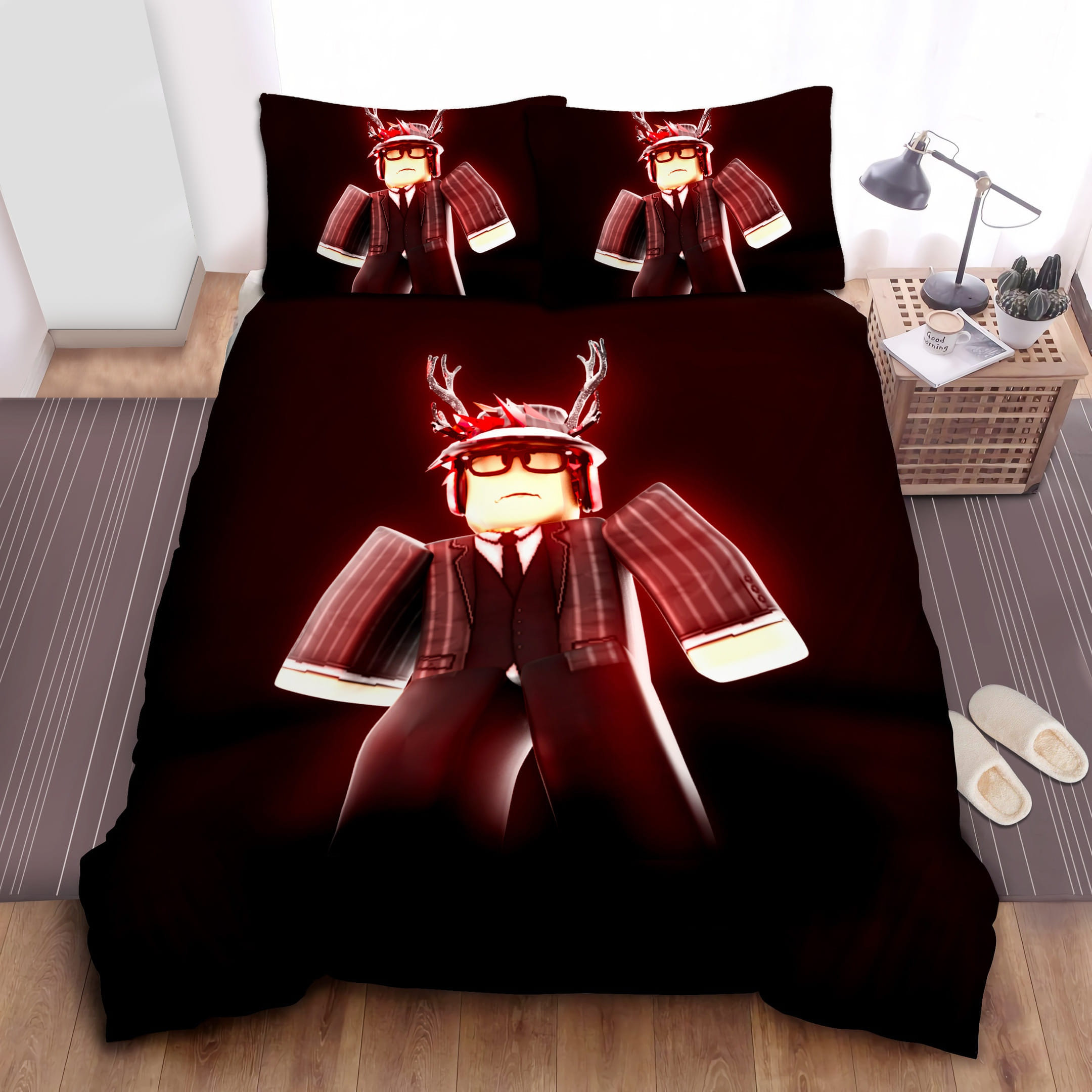 Horns Character Bedding Sets, Flatsheet Gift For Christmas, Thanksgiving, Halloween