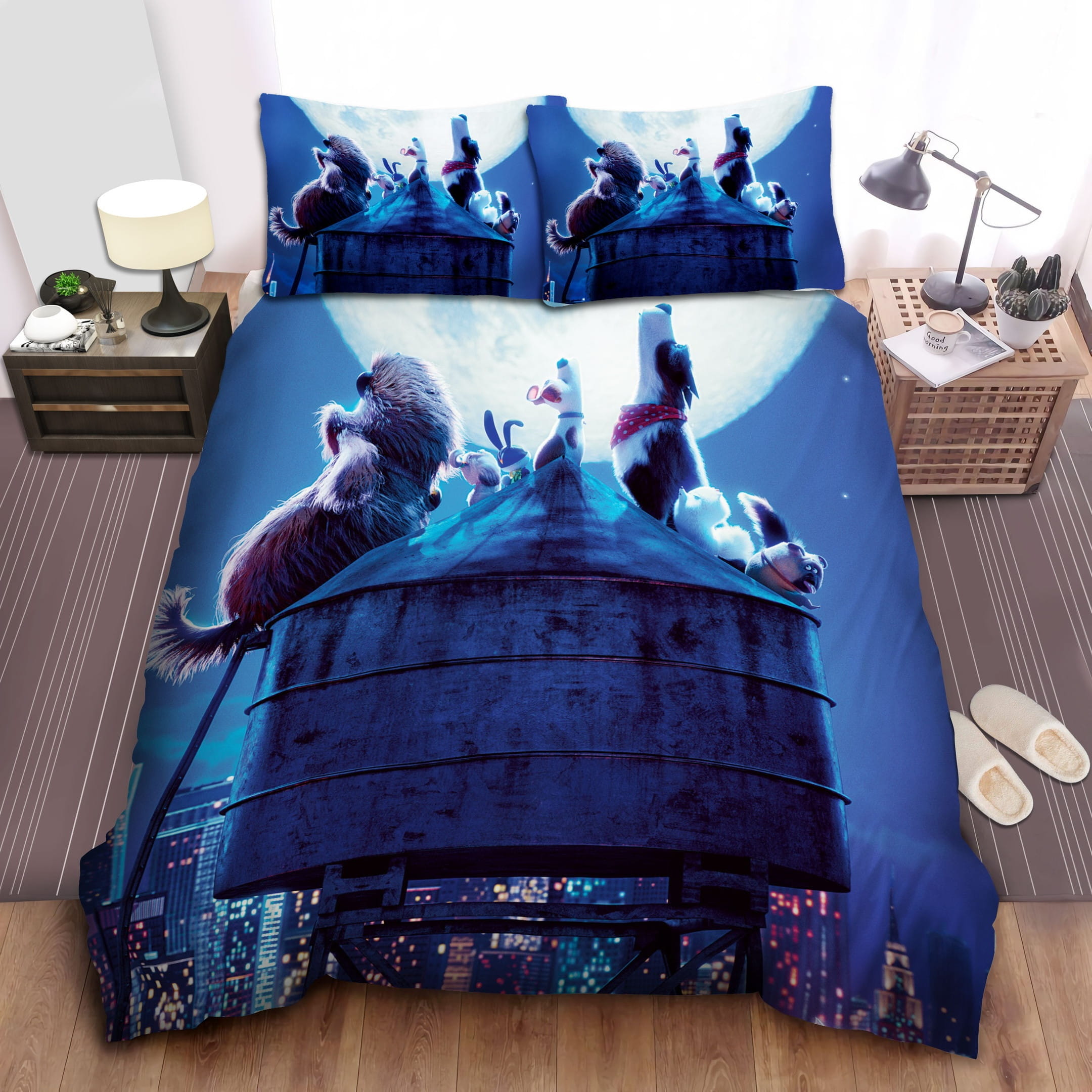Howling Dogs And Bunny Bedding Sets, Flatsheet Gift For Wife, Husband, Besties