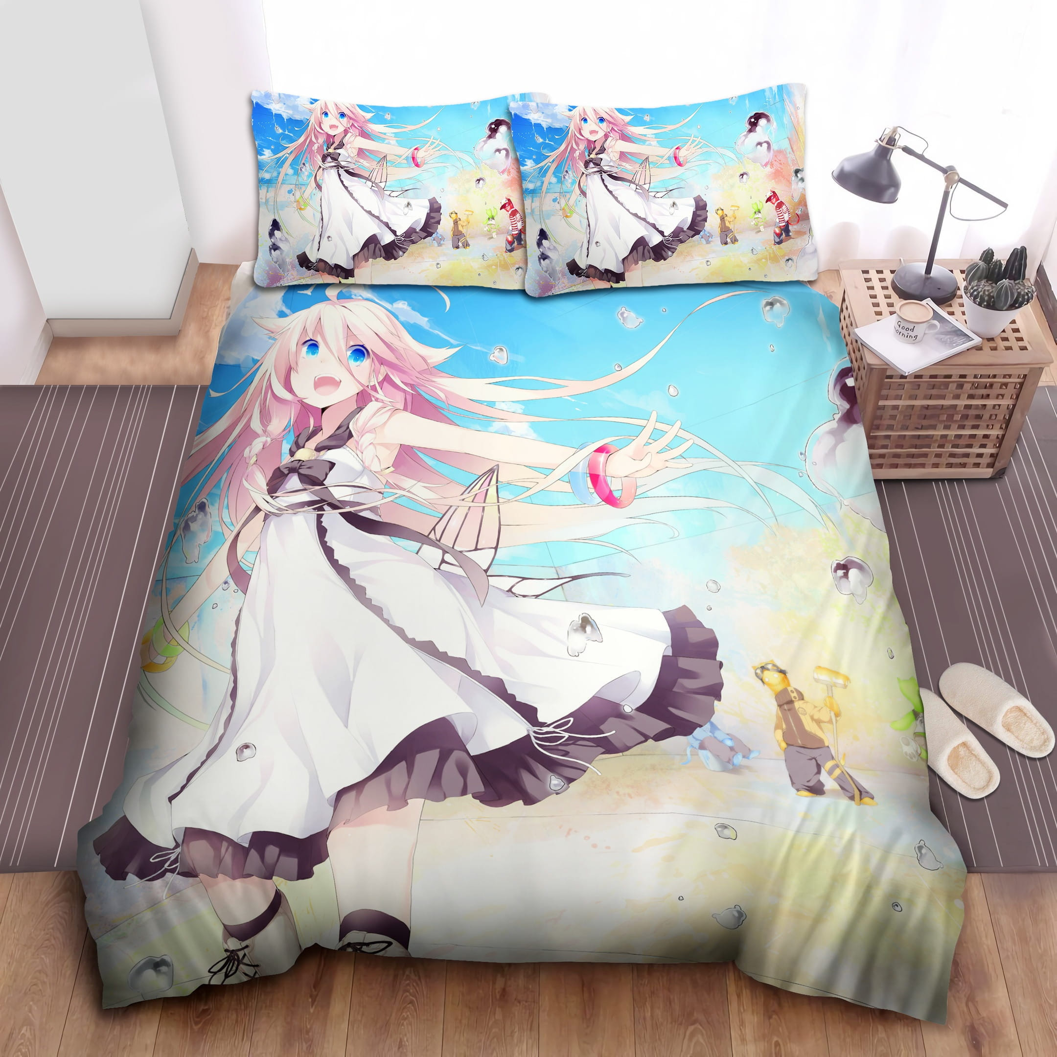 Ia (Vocaloid) White Dress Bedding Sets Duvet Cover, Flatsheet, Pillowcases Perfect Gift For Fans