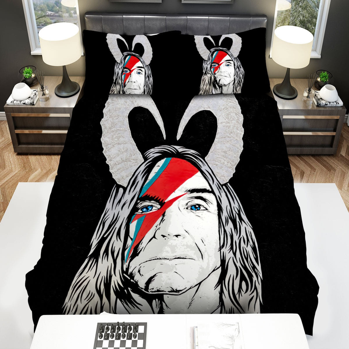 Iggy Pop Horns Bedding Sets, Flatsheet Gift For Wife, Husband, Besties
