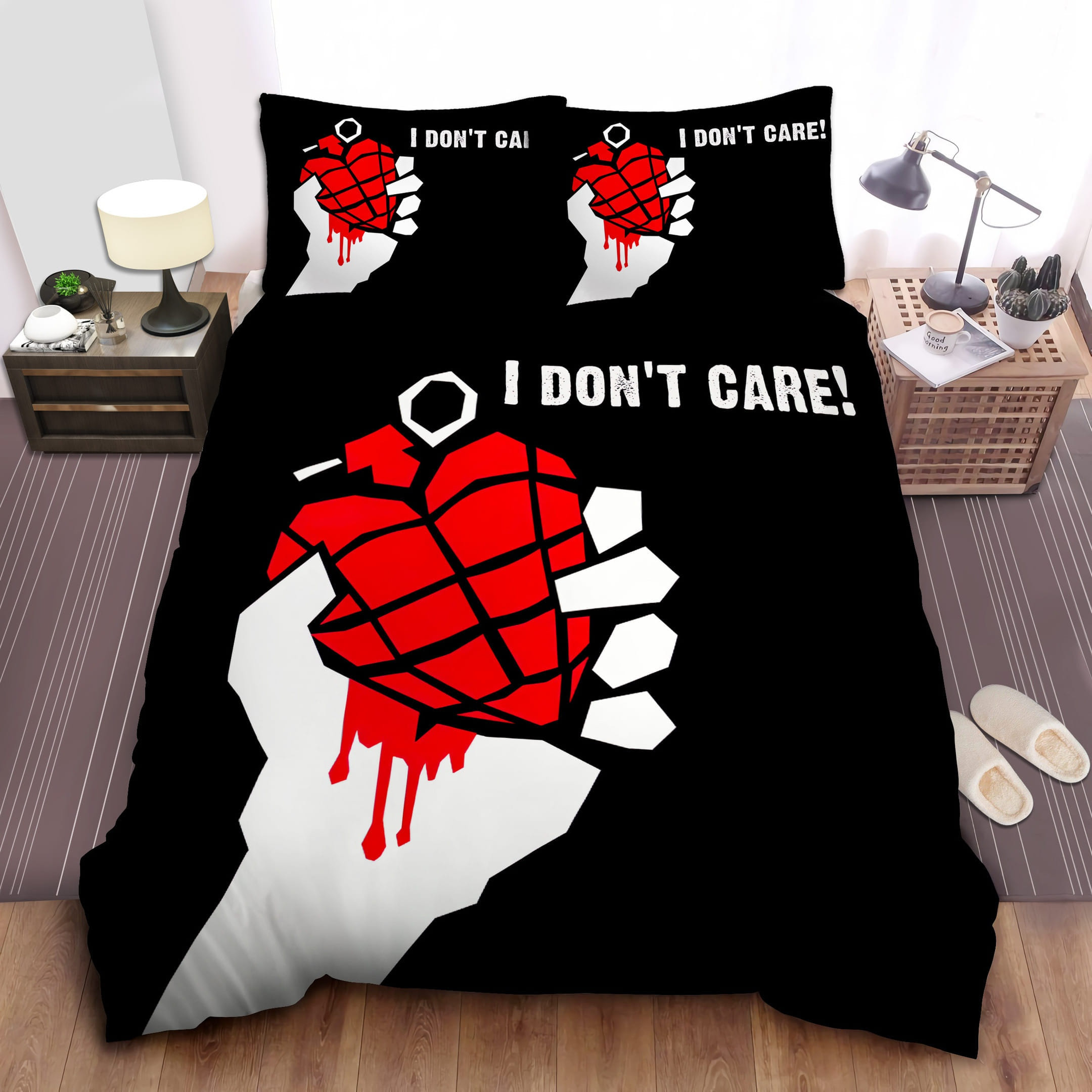 I Dont Care Green Day Bedding Set, Gift For Christmas, Birthday, Thanksgiving