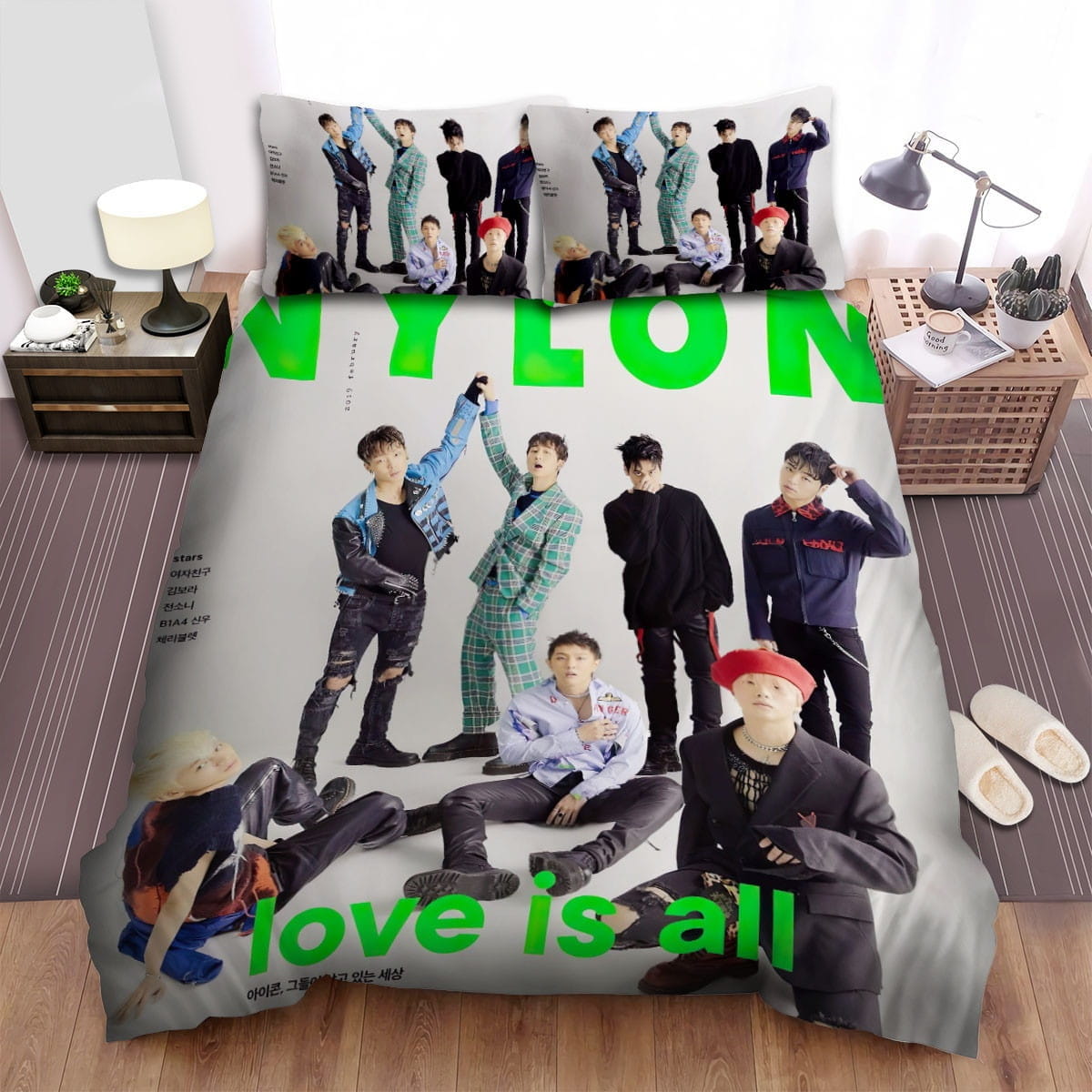 Ikon Nylon Magazine Cover Decorative Bedding Sets with Duvet Cover, Flatsheet, Pillowcases