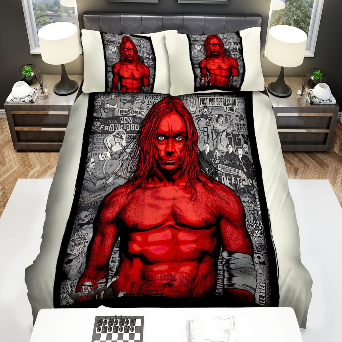 Iggy Pop Red Bedding Set, Gift For Christmas, Birthday, Thanksgiving
