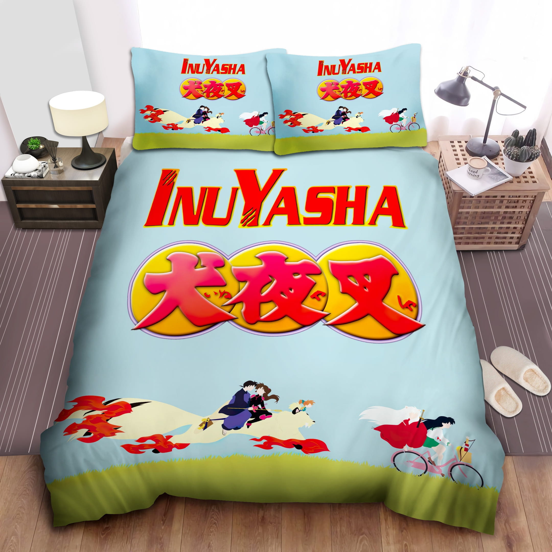Inuyasha Sitting Behind Bedding Sets Duvet Cover, Flatsheet, Pillowcases Perfect Gift For Fans