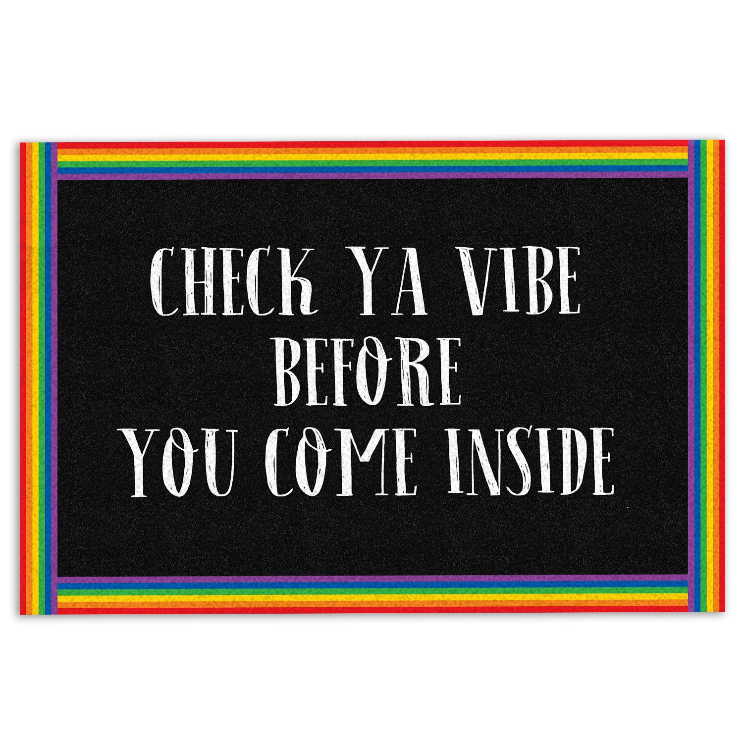 Lgbt Rubber Doormat, Lgbtq Lgbt Pride Rainbow Check Ya Vibe Before You Come Inside Welcome Doormat, Indoor Outdoor Door Mat, Home Decor