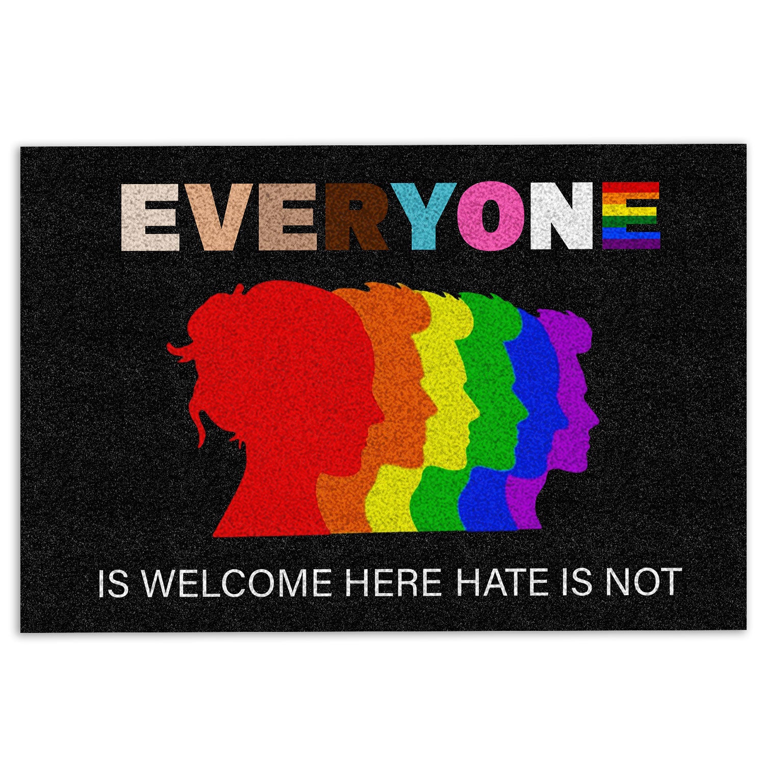 Lgbt Rubber Doormat, Lgbtq Lgbt Pride Everyone Is Welcome Here Hate Is Not Rainbow Welcome Doormat, Indoor Outdoor Door Mat, Home Decor