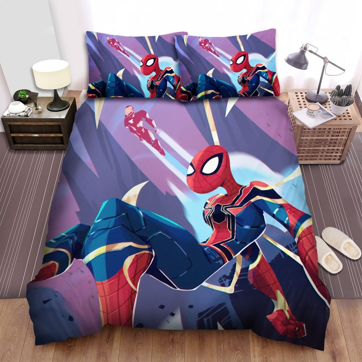 Iron Spider With Iron Man Bedding Sets Duvet Cover, Flatsheet, Pillowcase For Your Lover