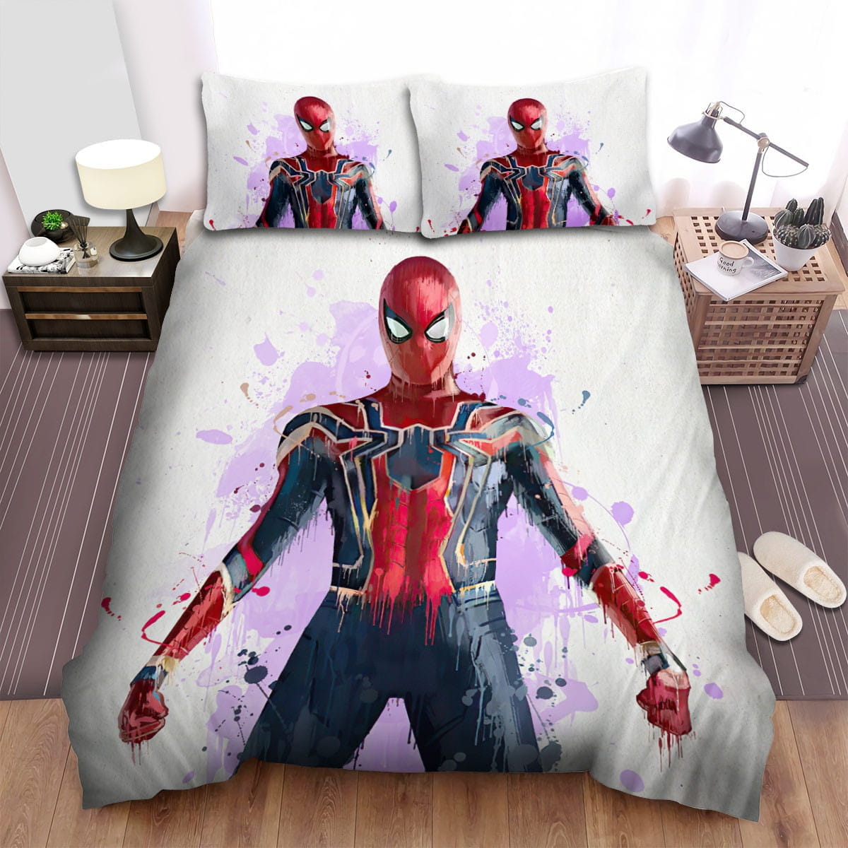 Iron Spider Watercolor Bedding Sets Duvet Cover, Flatsheet, Pillowcase For Your Lover