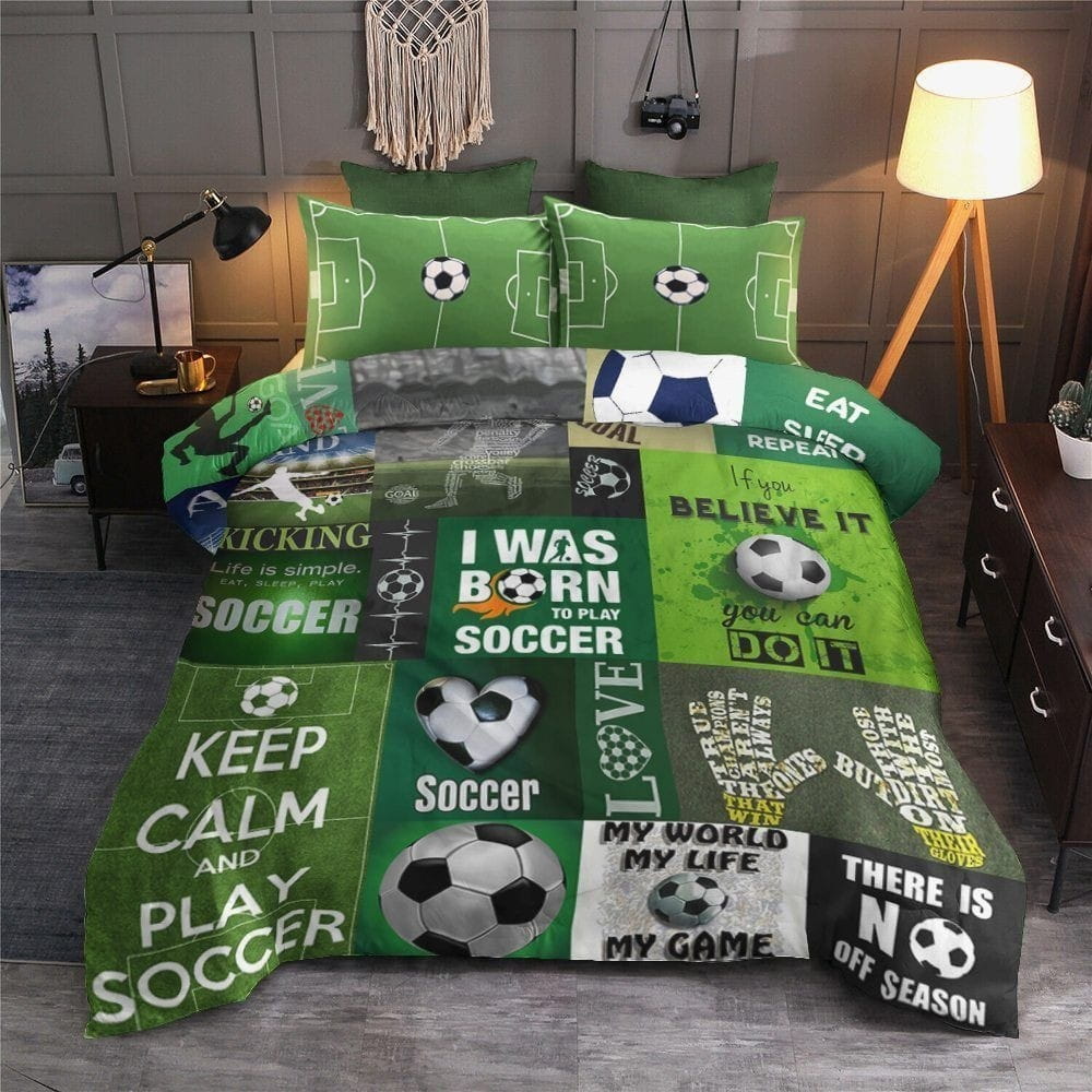 I Was Born To Play Soccer Bedding Sets Duvet Cover, Flatsheet, Pillowcase For Your Lover