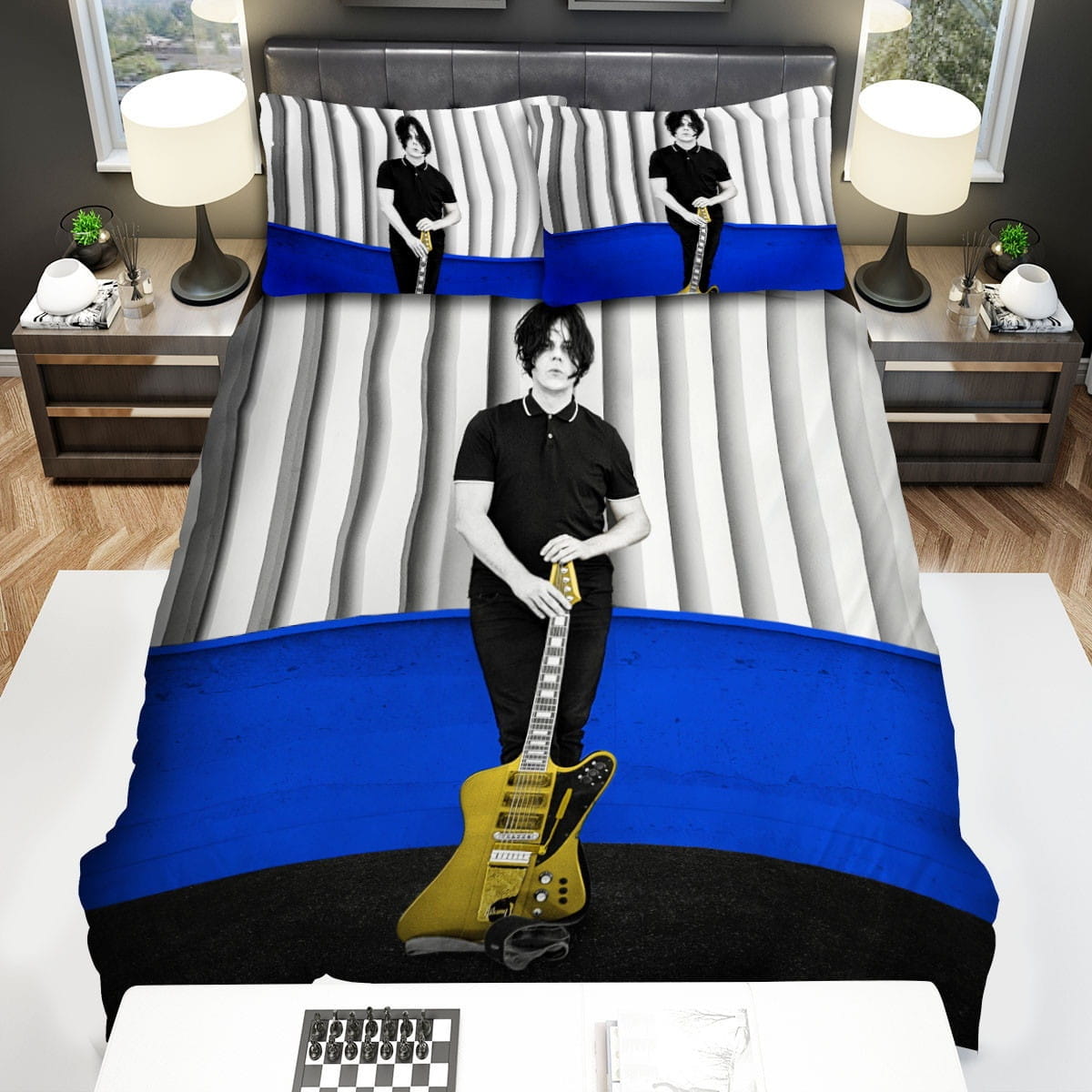 Jack White Guitar Bedding Set, Gift For Christmas, Birthday, Thanksgiving