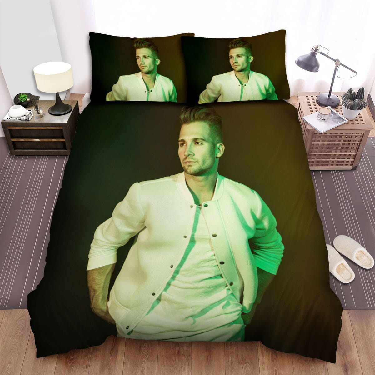 James Maslow Green Bedding Sets, Flatsheet Gift For Christmas, Thanksgiving, Halloween