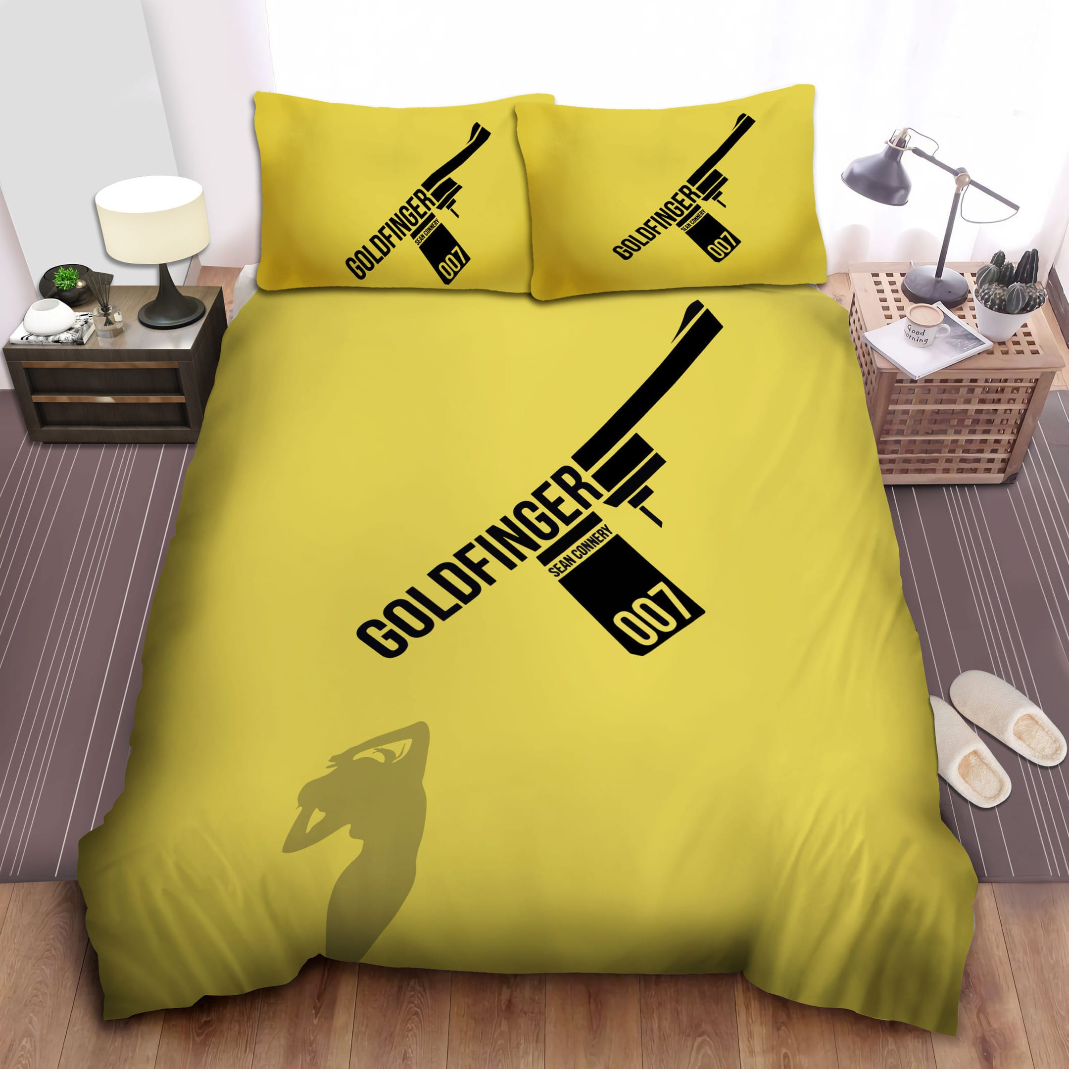 James Bond Gold Finger Gun Bedding Sets, Flatsheet Gift For Christmas, Thanksgiving, Halloween