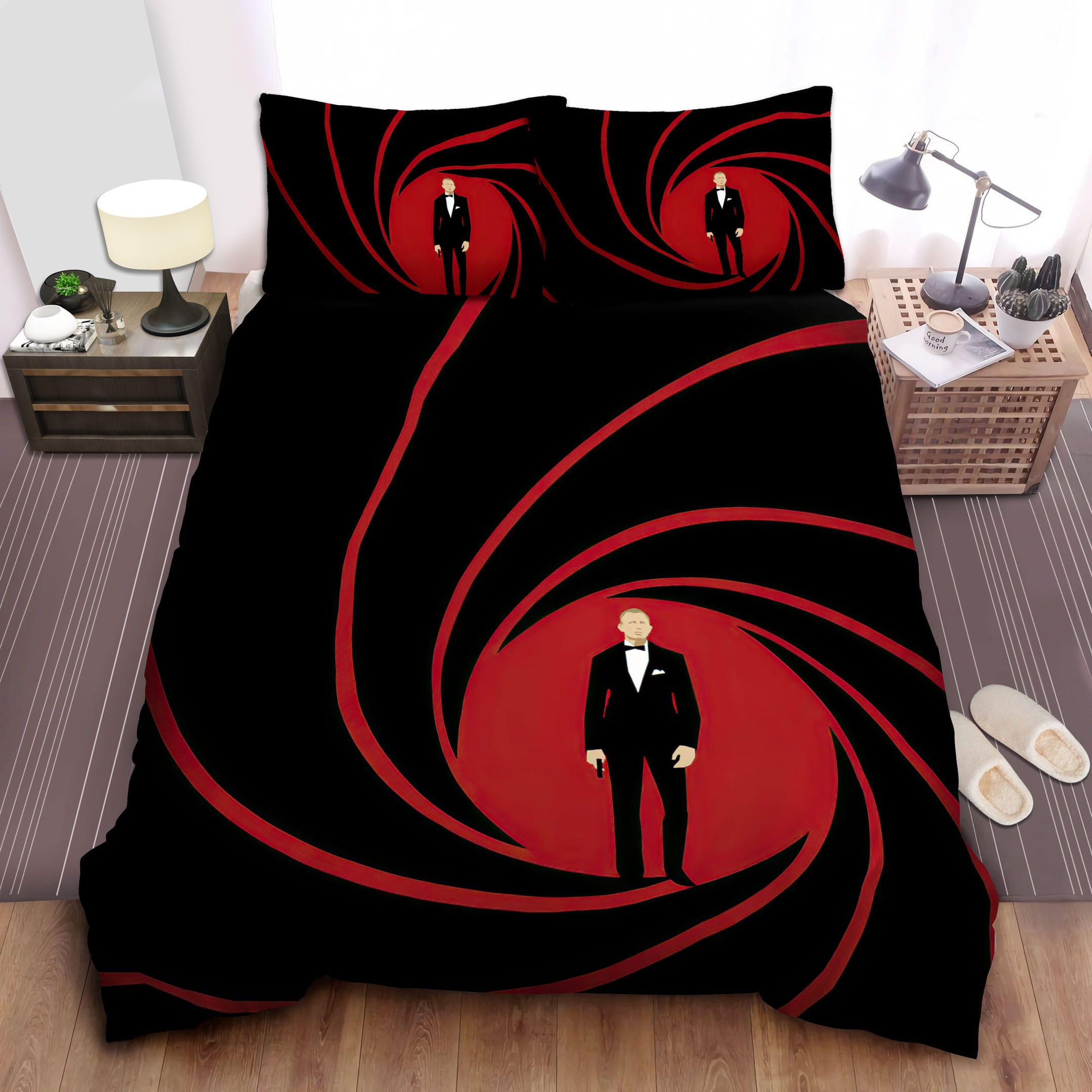 James Bond Red Tunnel Bedding Sets Duvet Cover, Flatsheet, Pillowcases Perfect Gift For Fans