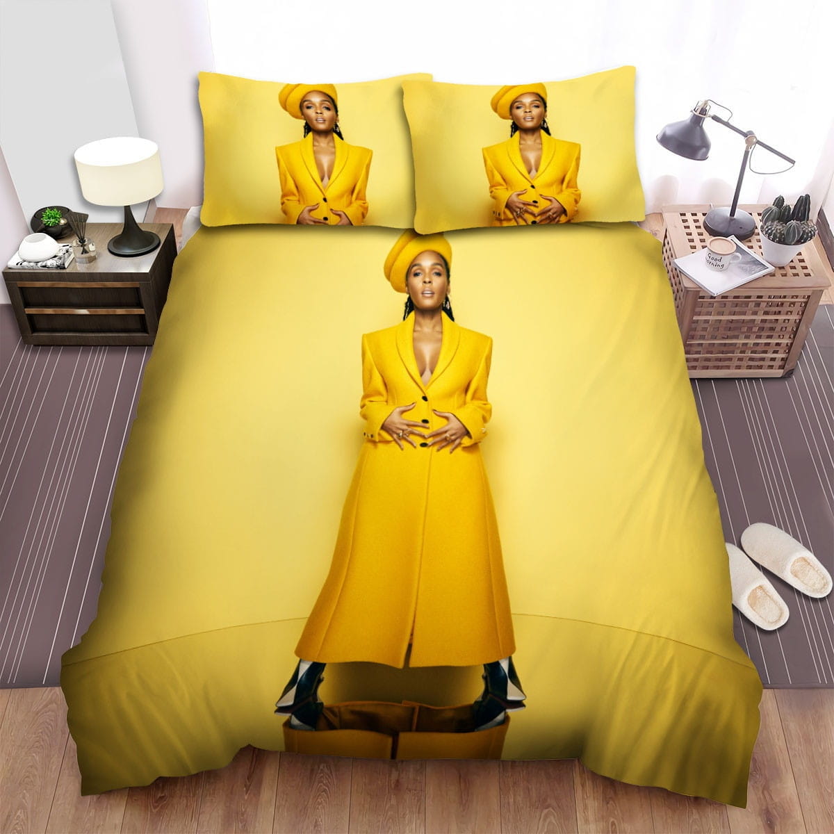 Janelle Mon-e Yellow Bedding Sets, Flatsheet Gift For Christmas, Thanksgiving, Halloween