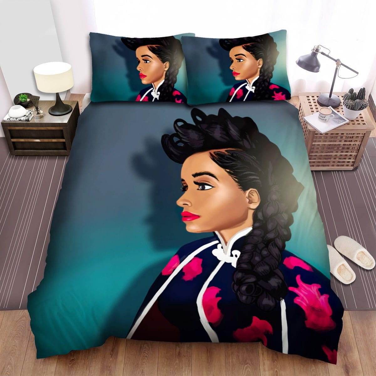 Janelle Mon-e Floral Shirt Bedding Sets Duvet Cover, Flatsheet, Pillowcase For Your Lover