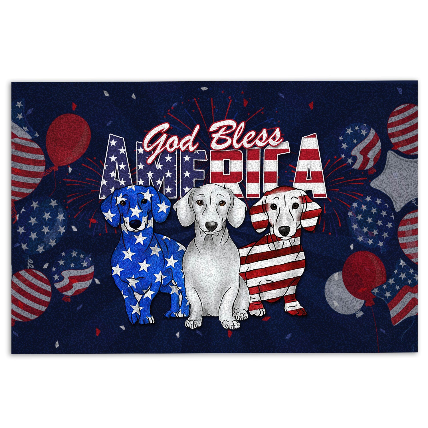 Dachshund Rubber Doormat, Dachshund God Bless America Patriotic 4Th Of July Independence Welcome Doormat, Indoor Outdoor Door Mat, Home Decor
