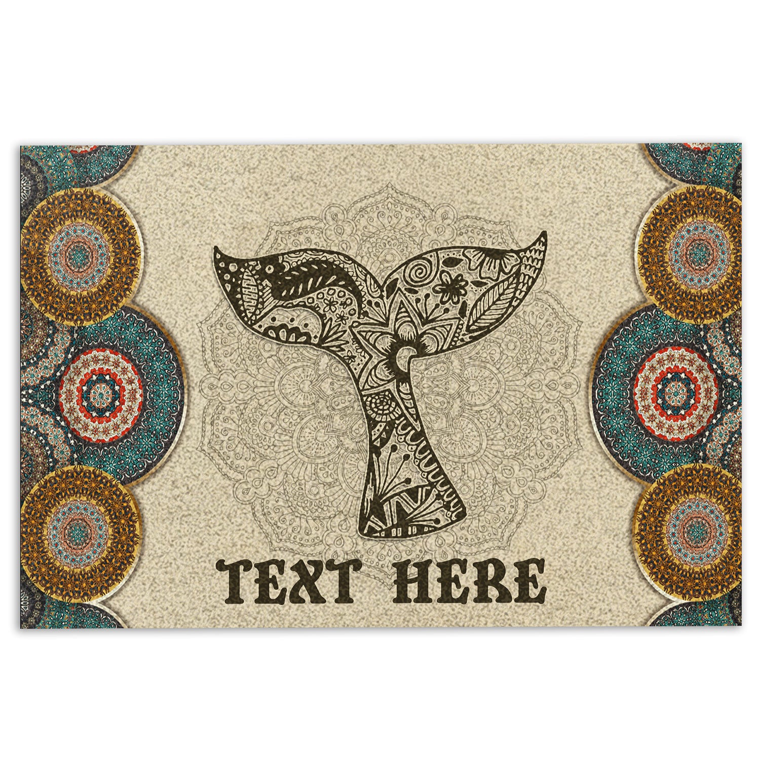 Mermaid Rubber Doormat, Beautifull Mermaid Mermaid Tail Mandala Welcome Doormat, Custom Name Indoor Outdoor Door Mat, Home Decor
