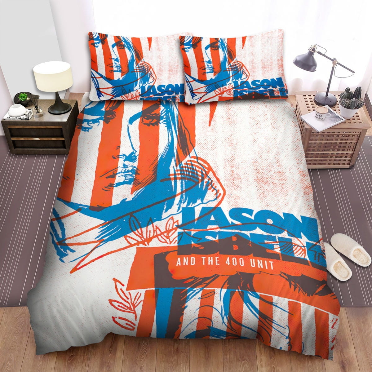 Jason Isbell Portrait Art Decorative Bedding Sets with Duvet Cover, Flatsheet, Pillowcases