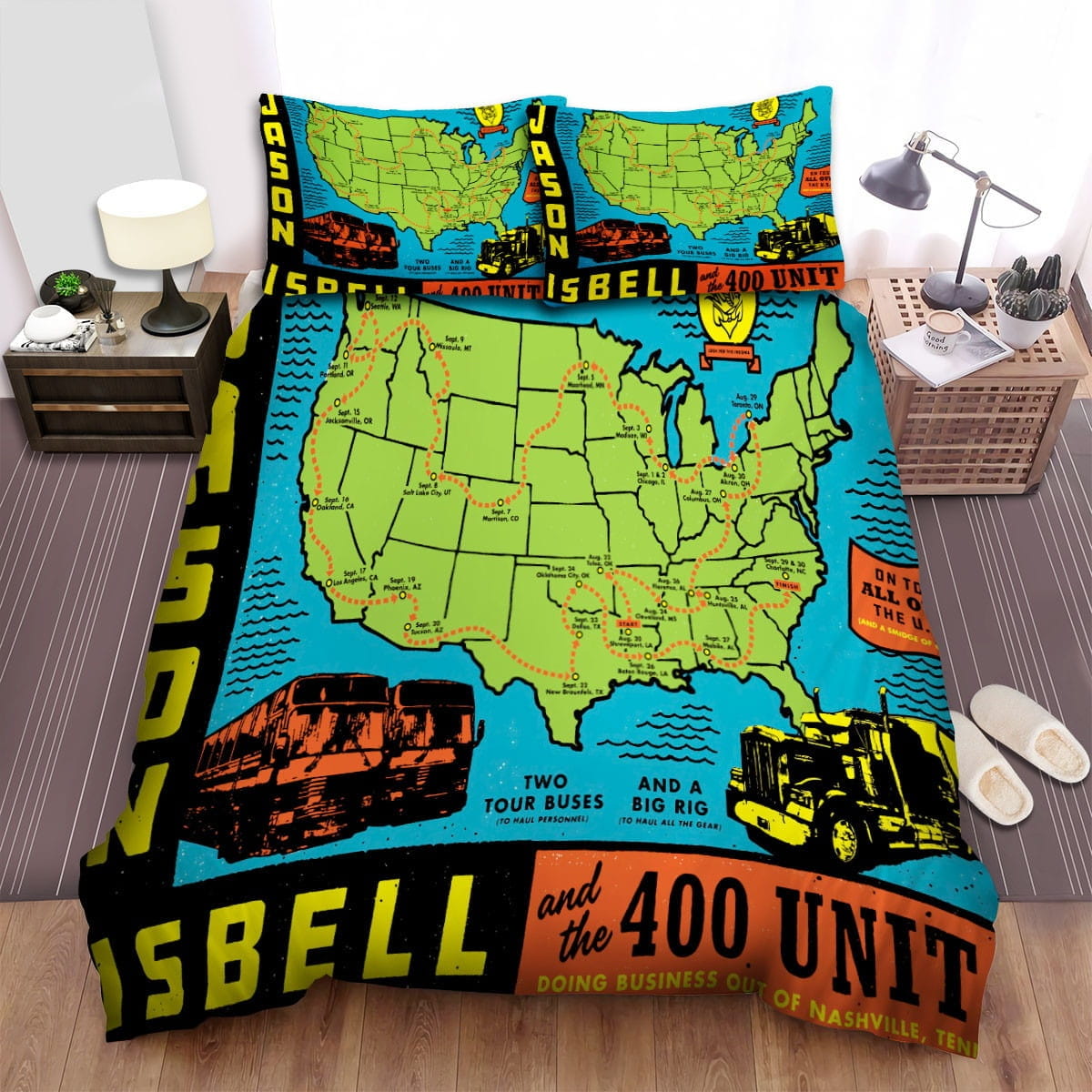 Jason Isbell Map Bedding Sets Duvet Cover, Flatsheet, Pillowcases For Every Bedroom