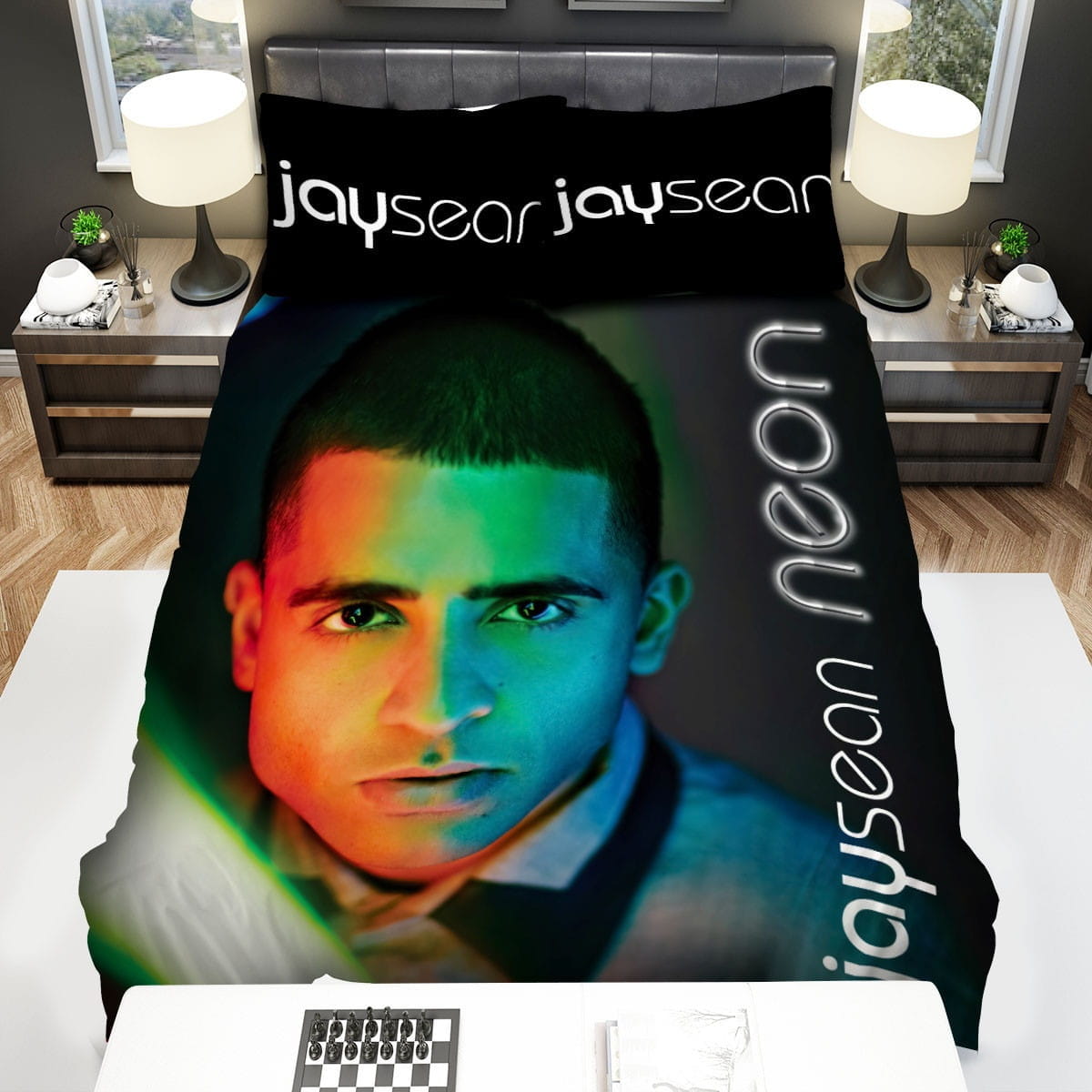 Jay Sean Neon Album Cover Bedding Sets, Flatsheet Gift For Christmas, Thanksgiving, Halloween